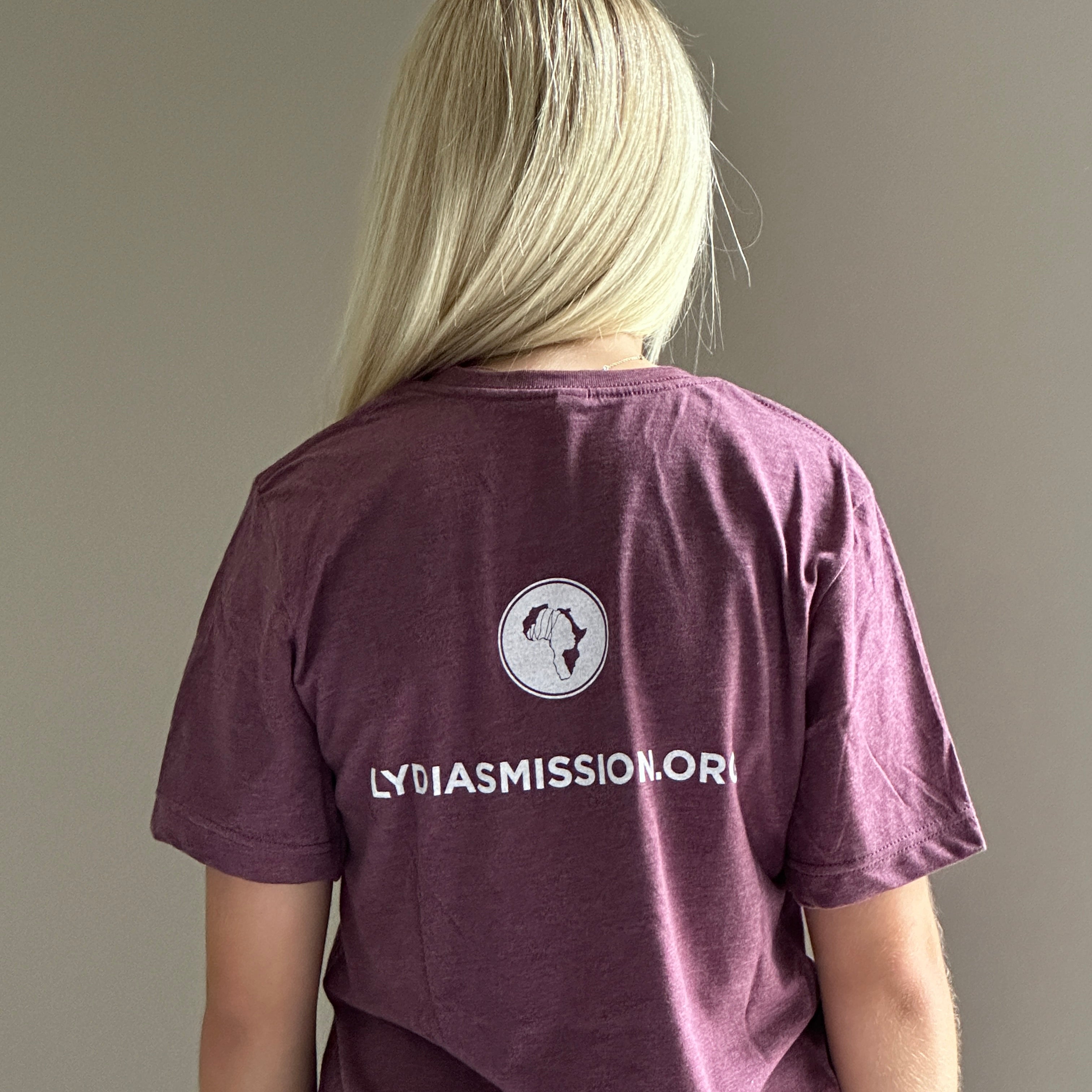 Lydia’s Mission Adult Heather Maroon Short Sleeve Tee